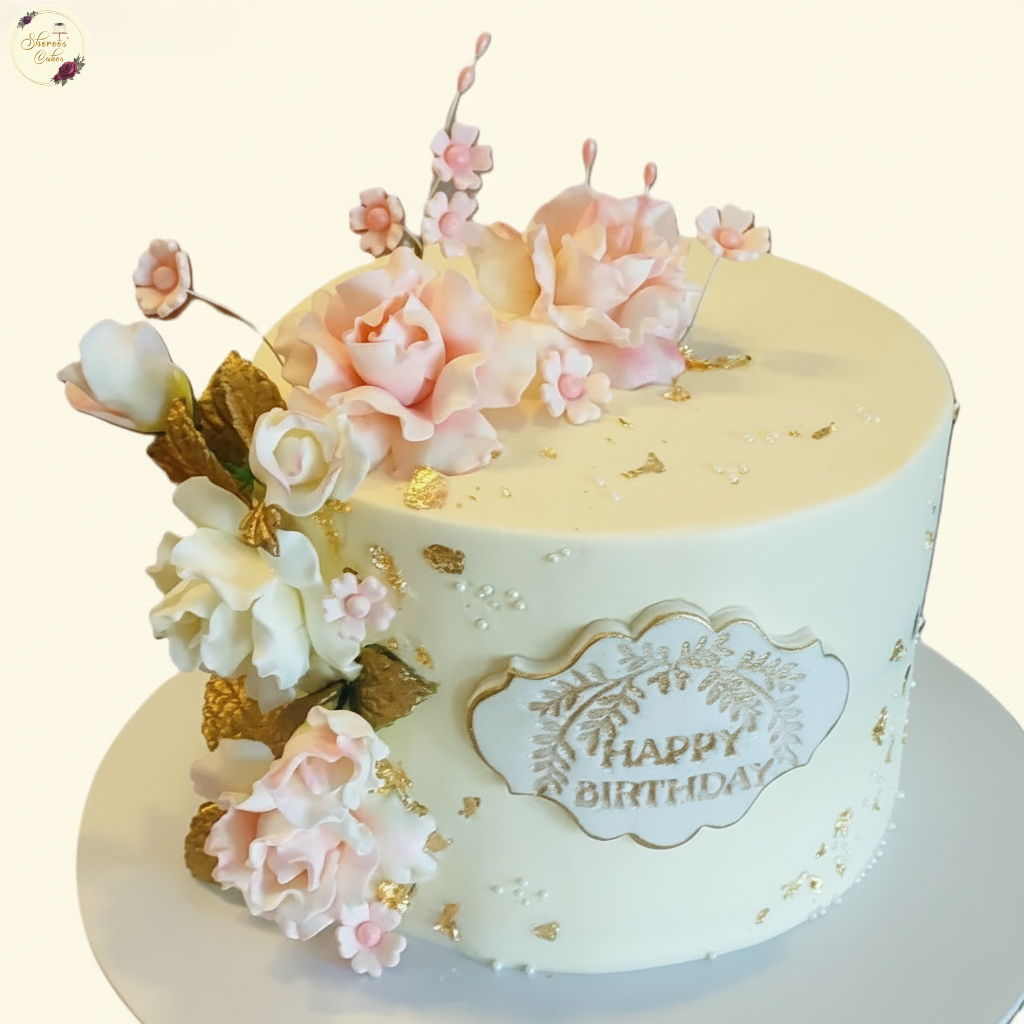 Golden Opulence Rose Cake