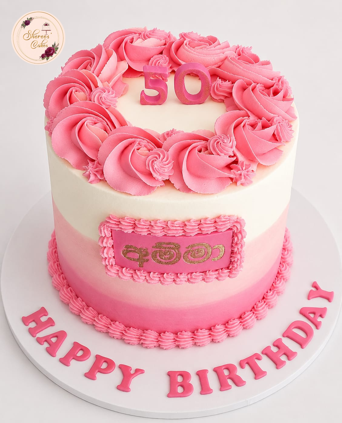Pink Rosette Birthday Cake