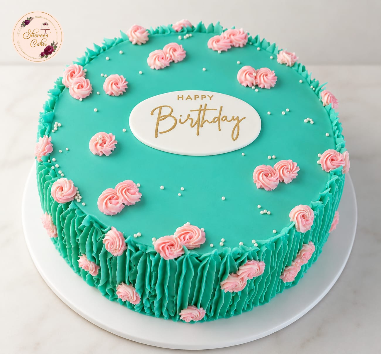 Turquoise Blossom Cake
