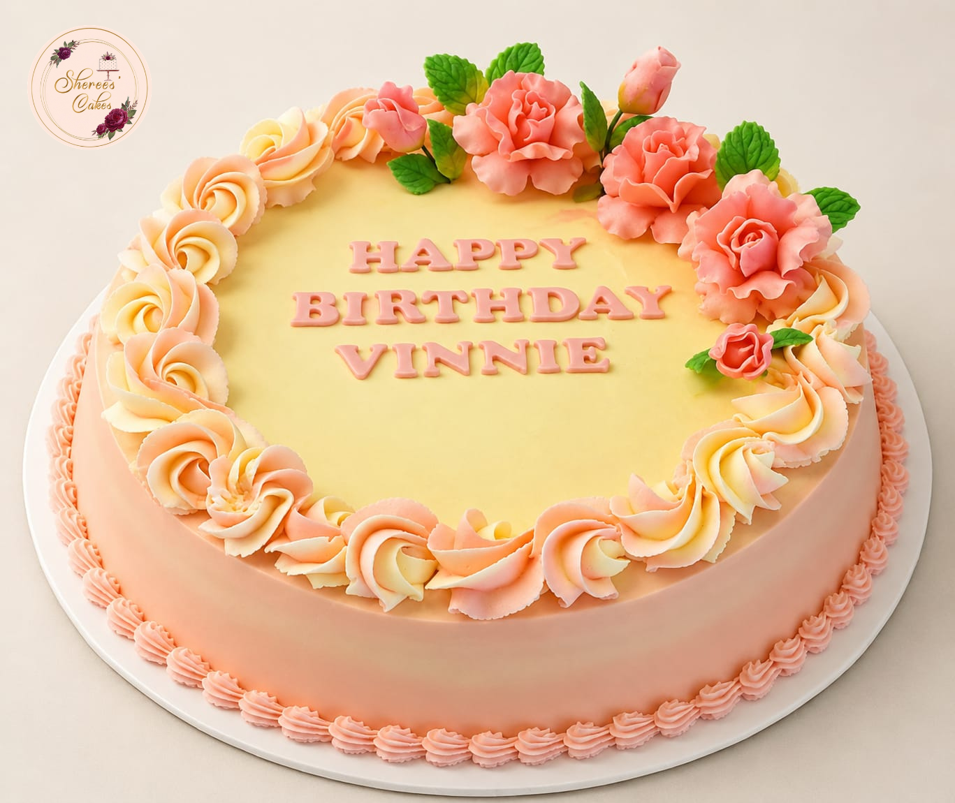 Peach Floral Classic Cake