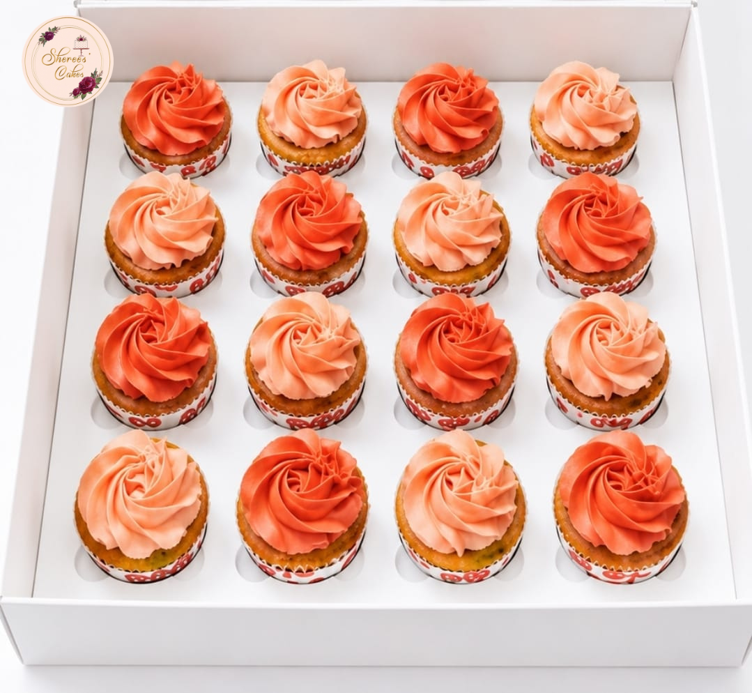 Coral Rosette Cupcake Box