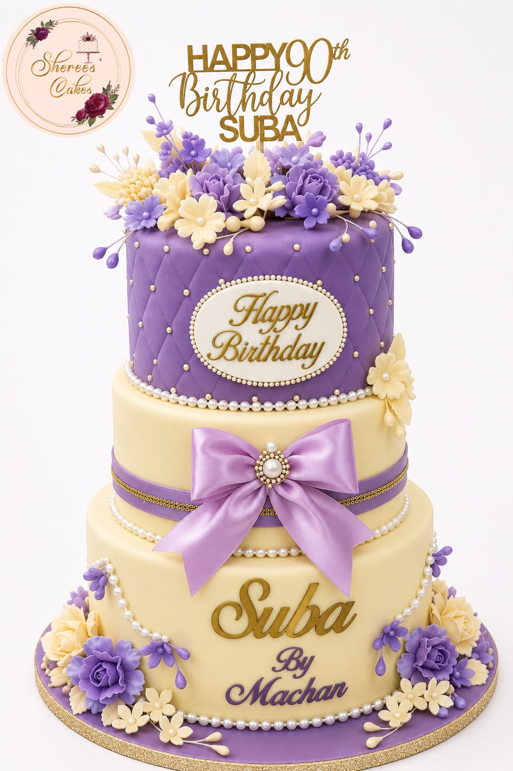 Lavender Milestone Tier Cake