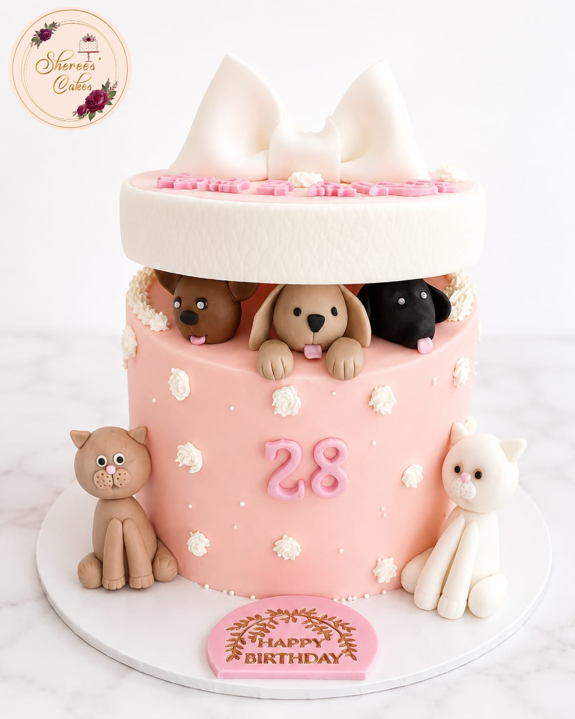 Pink Puppy Surprise Cake