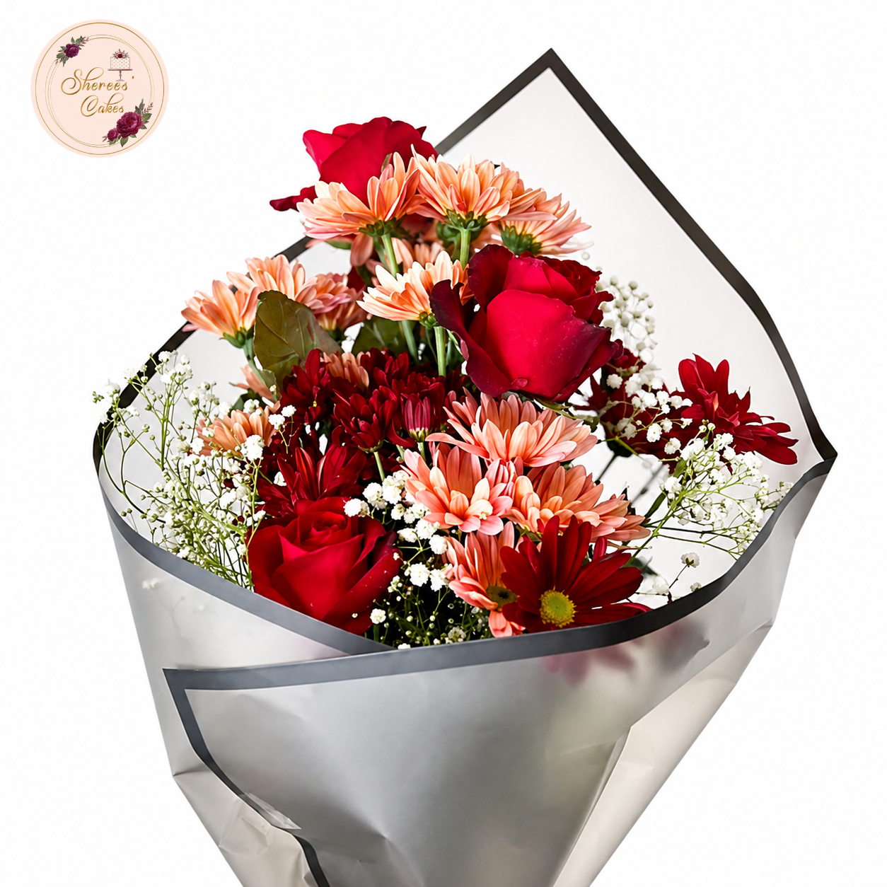 Crimson & Peach Mixed Flower Bouquet