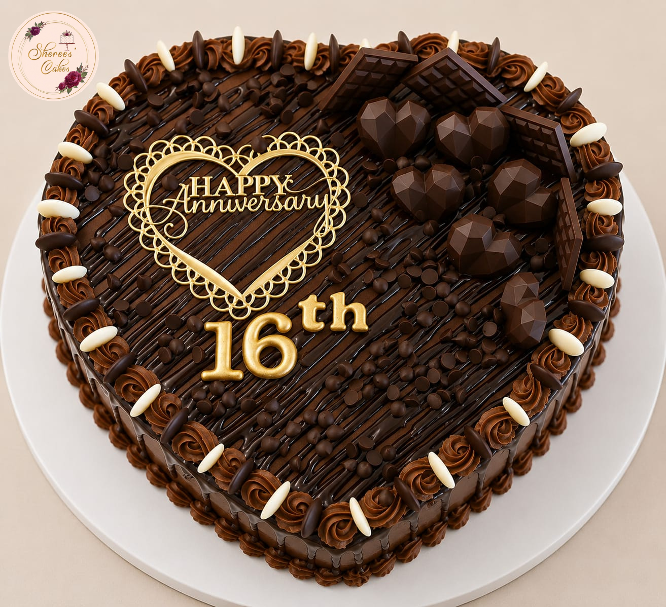 Chocolate Sixteen Heart Cake
