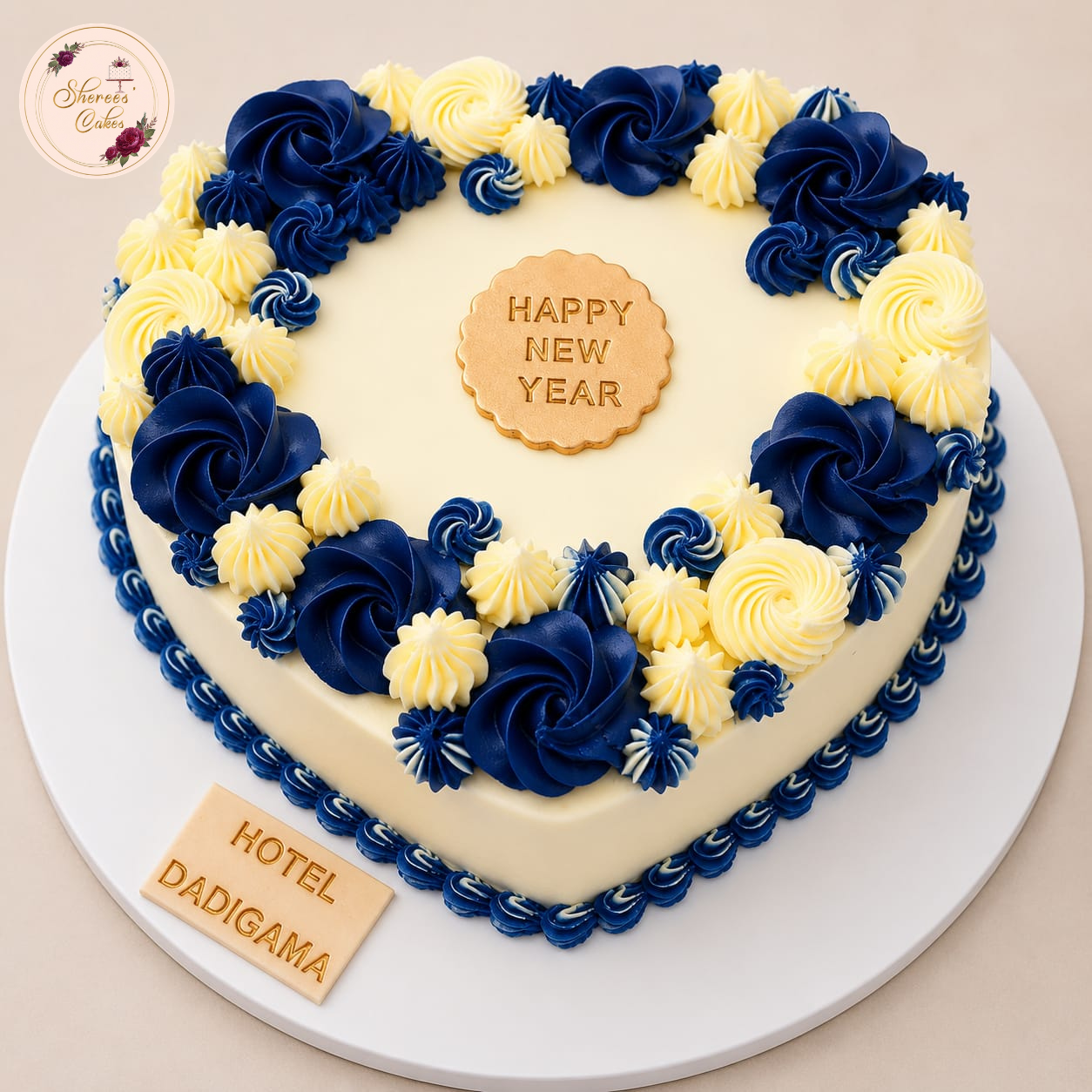 Royal Blue Heart Cake